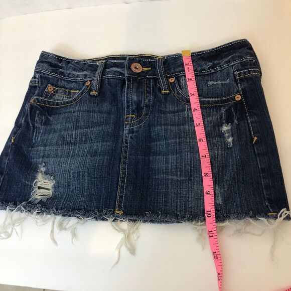 Refuge Y2K Micro mini-Jean distressed Skirt Blue Denim size 3 - Picture 2 of 13